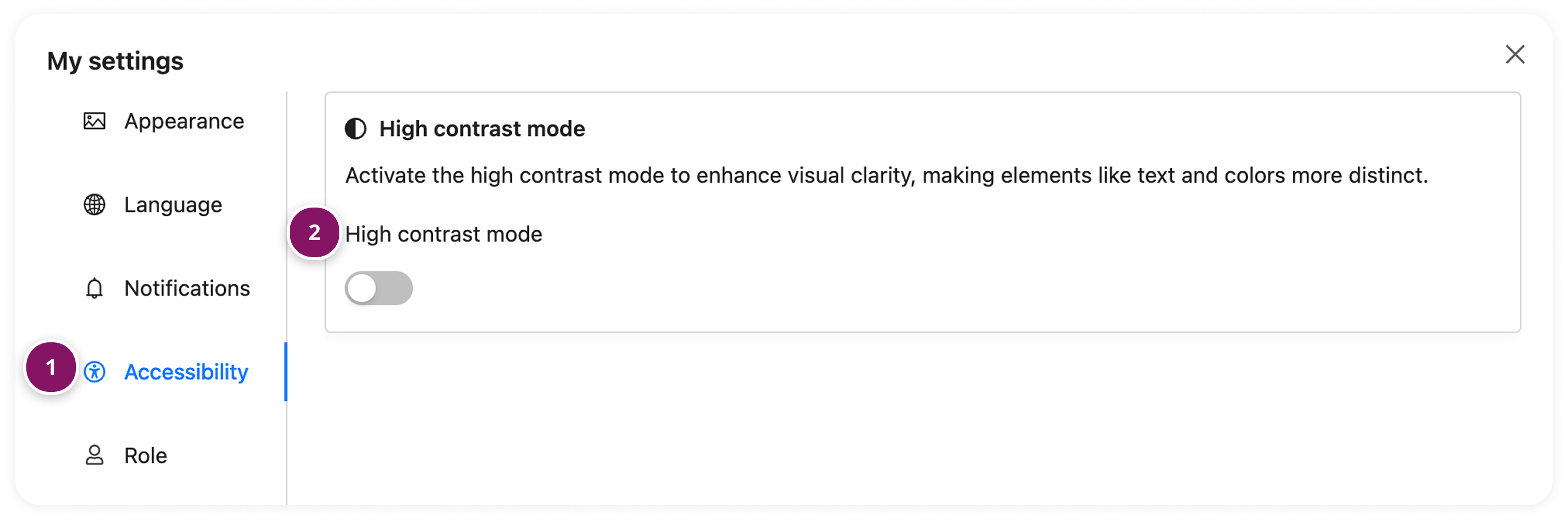 HighContrastMode.png High contrast mode in My Settings