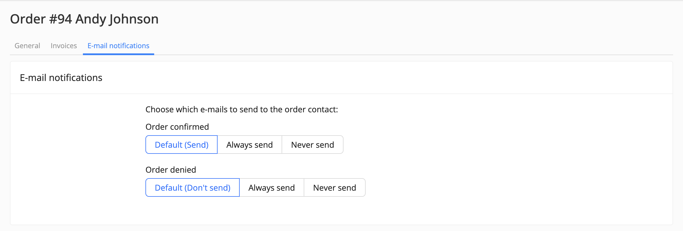 overrule order emails by specific order