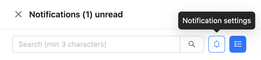 Notification settings in Notification centre