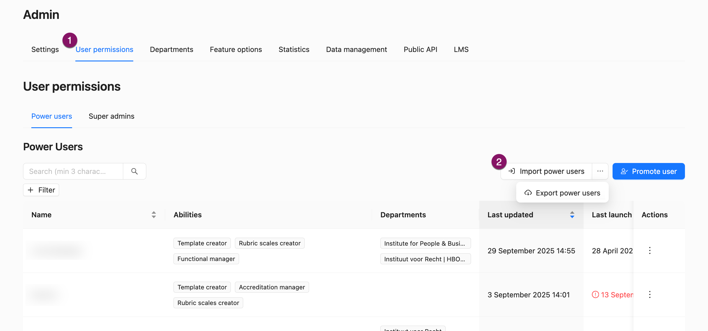 Import Power users via CSV