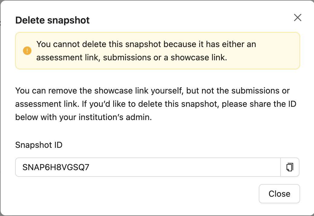 Delete snapshot.png Snapshot ID for deletion by Admins
