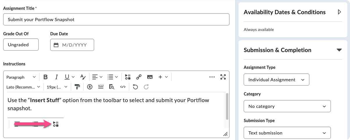 image.png Assignment settings in Brightspace