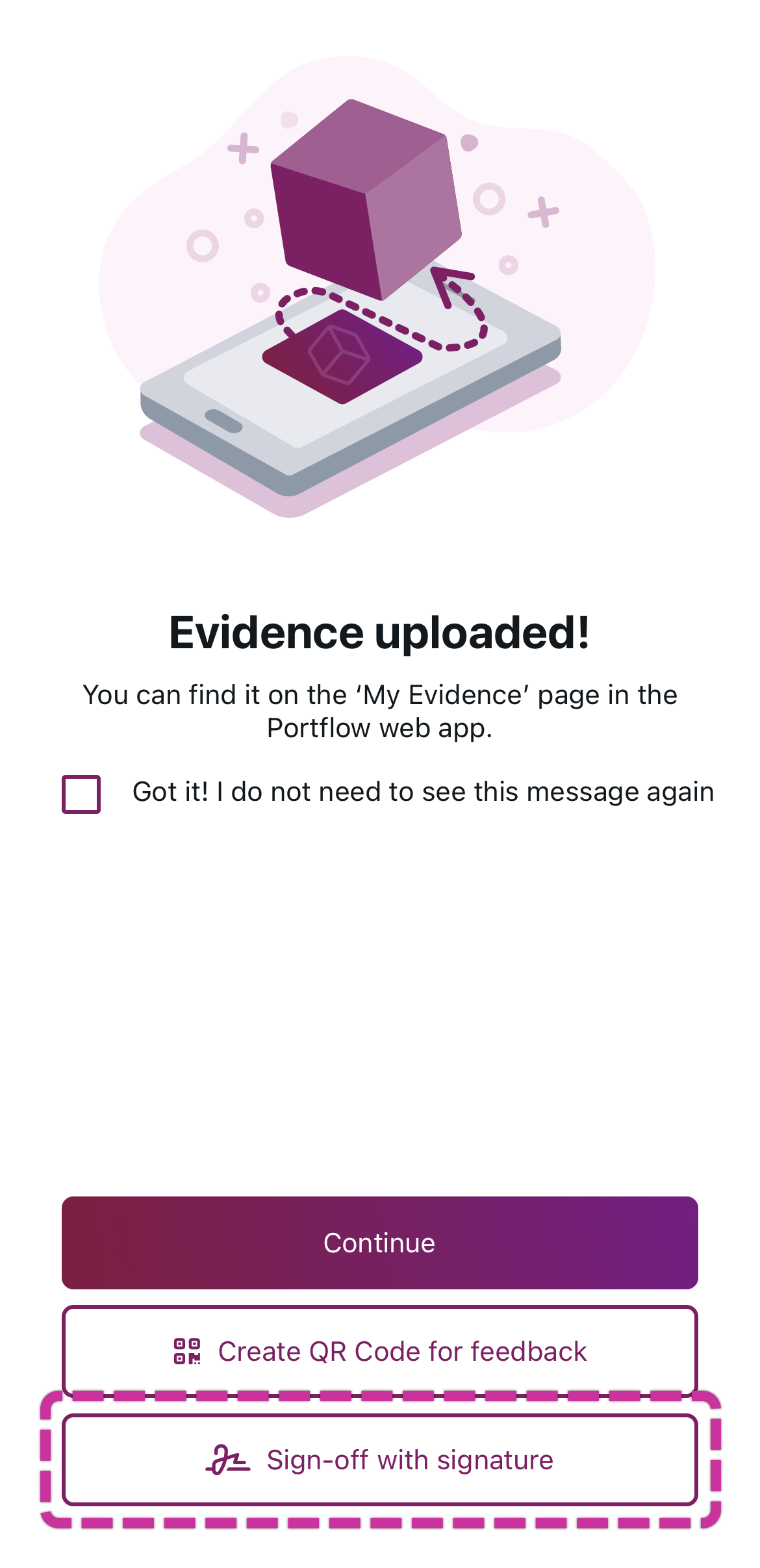 sign off with signature.png after uploading immediately choose to sign off the activity with a signature