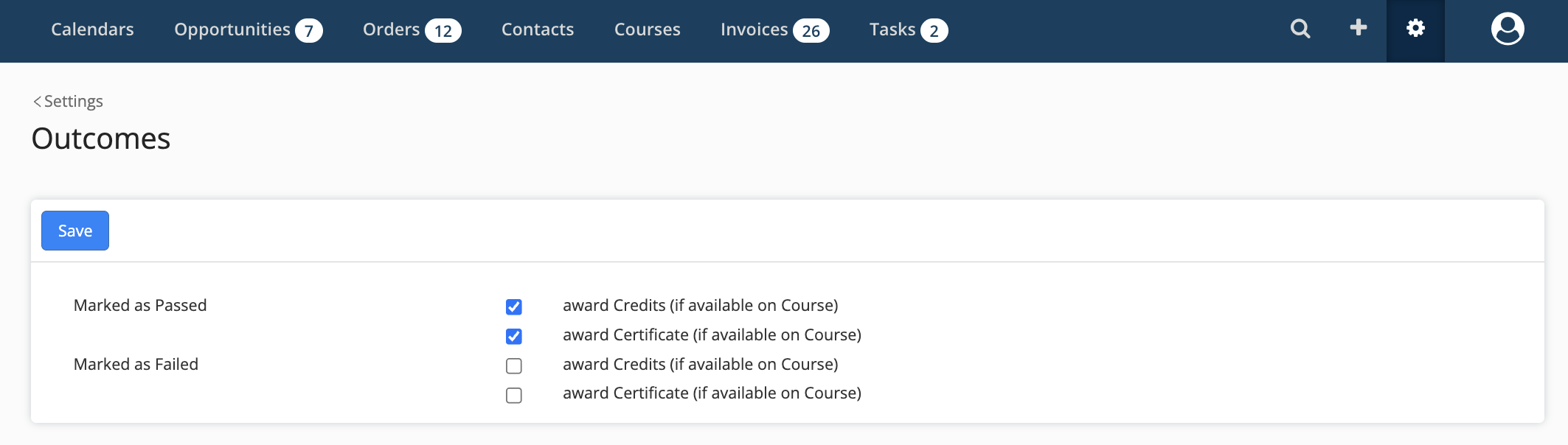 Screenshot 2026-07-29 at 16.53.28.png Outcomes: mark a participant as passed or failed and award credits or certificates
