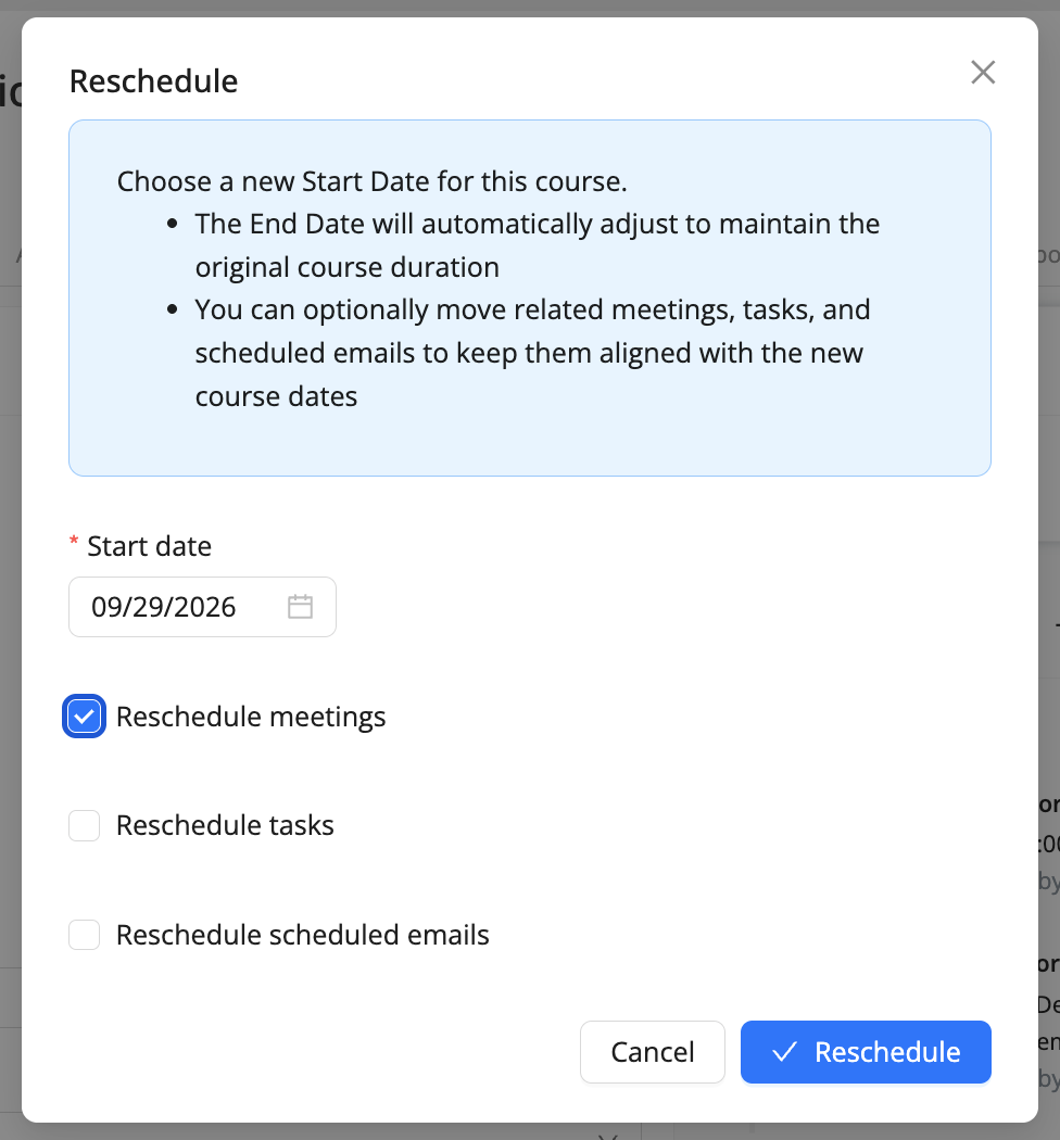 Screenshot 2026-09-18 at 12.00.26.png reschedule meetings if you adjust the start date of a course