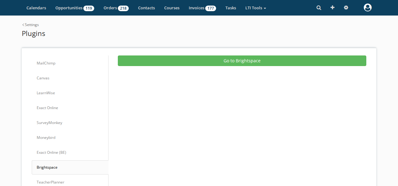 Brightspace plugin in Eduframe
