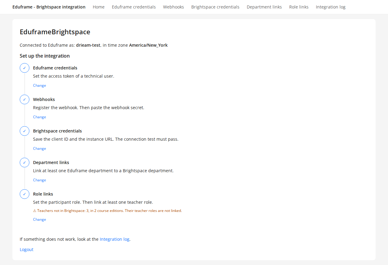 Set up steps of the Brightspace integration