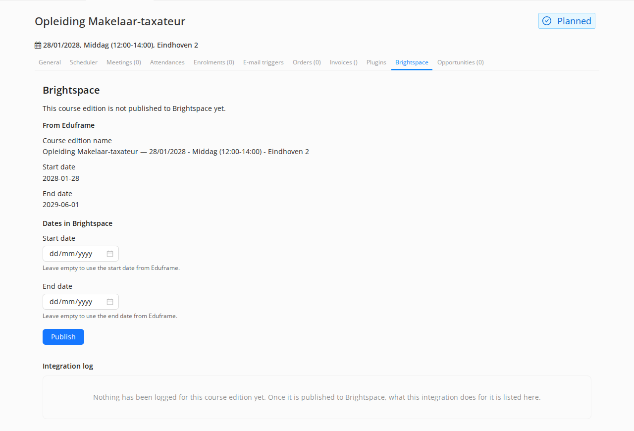 Publish a course edition to Brightspace