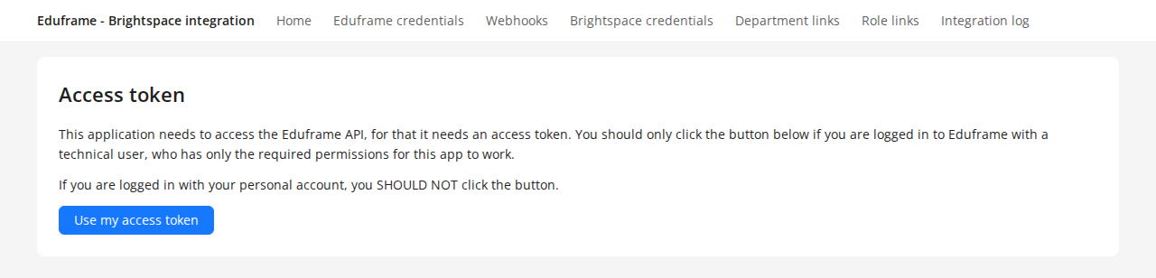 Set the access token of the technical user