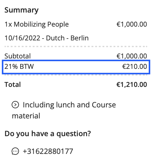 example of VAT on registration form
