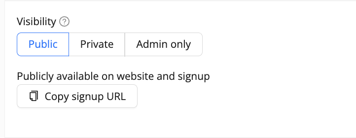 check preview of signup form via 'copy URL signup form'