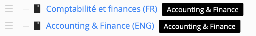 two course templates with different languages