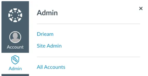 open admin settings with root account in Canvas