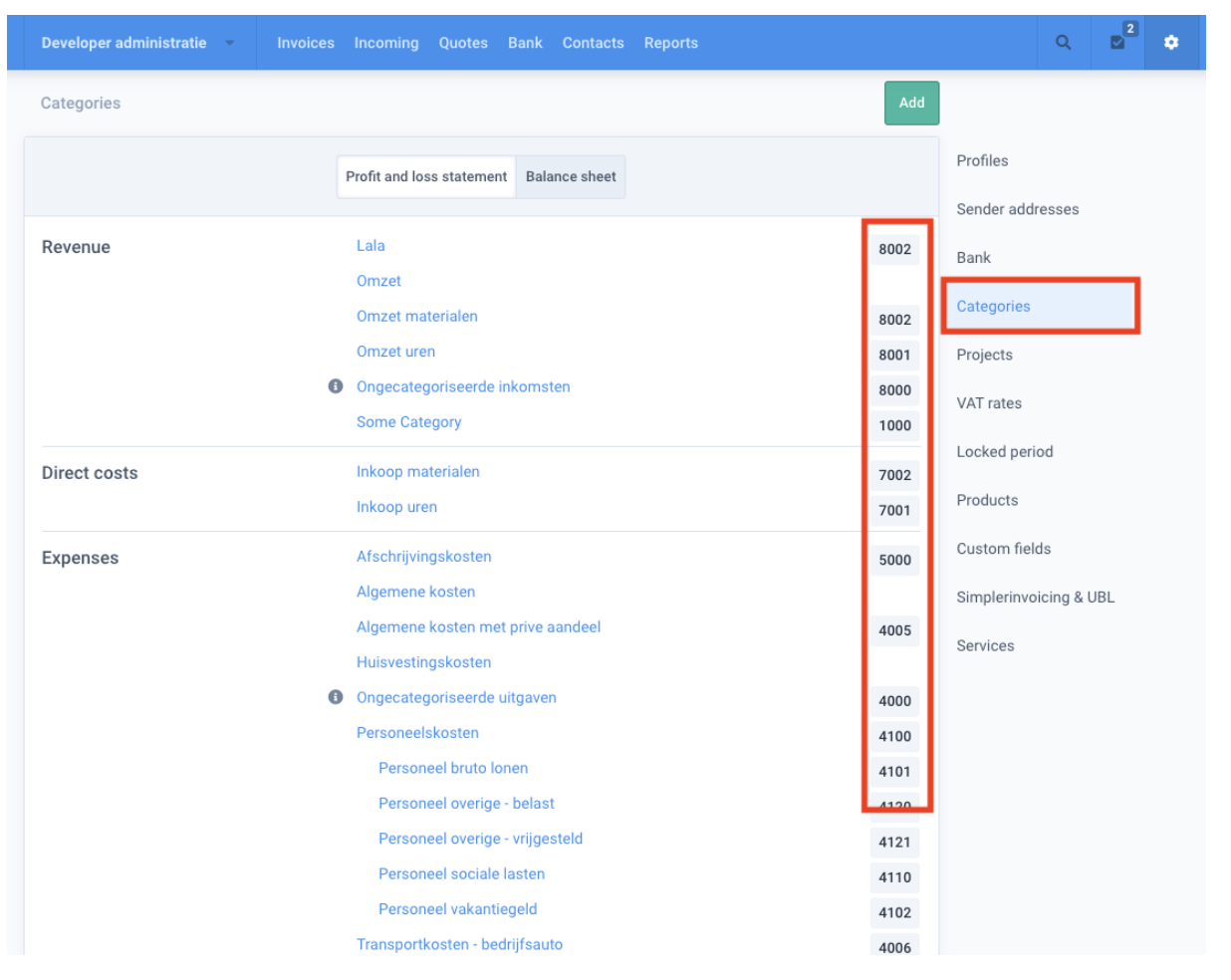 linking categories in Moneybird