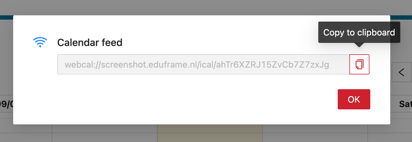 calendar feed url to copy