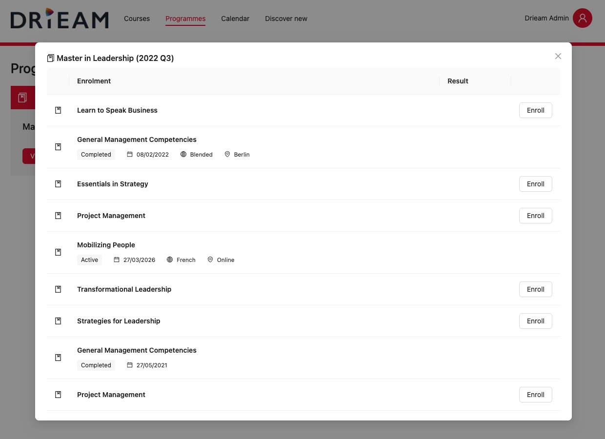 enrollment button in participant portal for self-enrollment