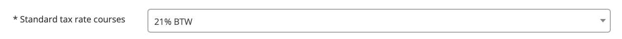 choose standard / default vat rate in eduframe