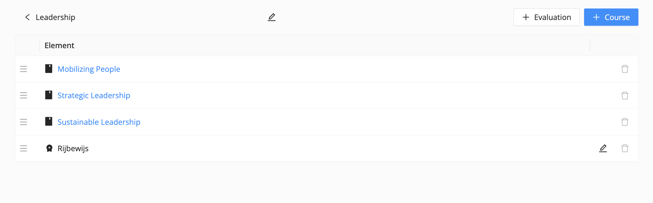 manage, create, personalize blocks (group of courses)