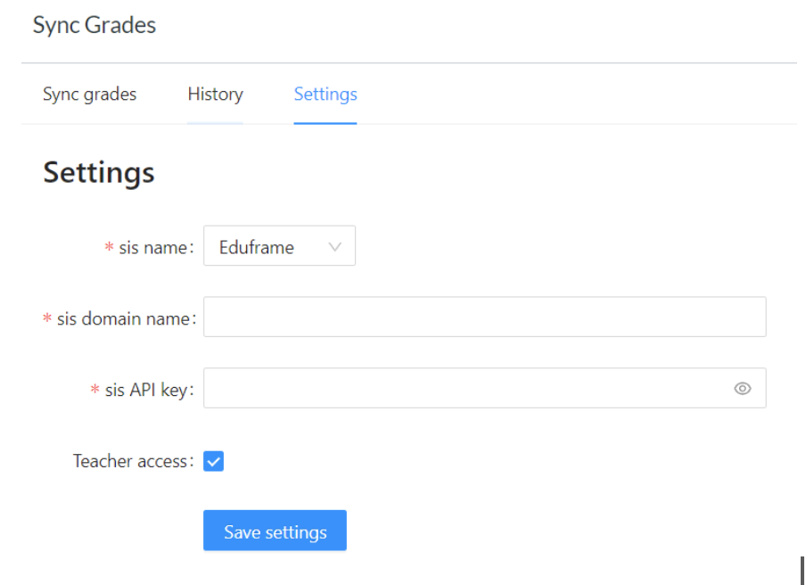 set up gradesync integration in Eduframe