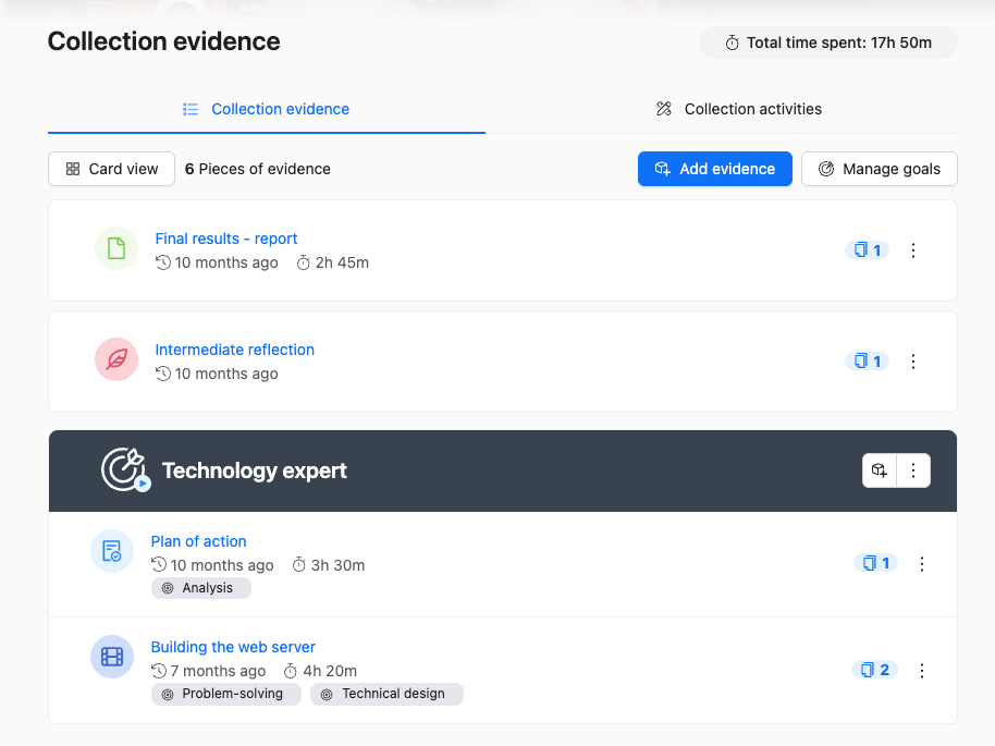 evidence view-list view.png Evidence view — List view