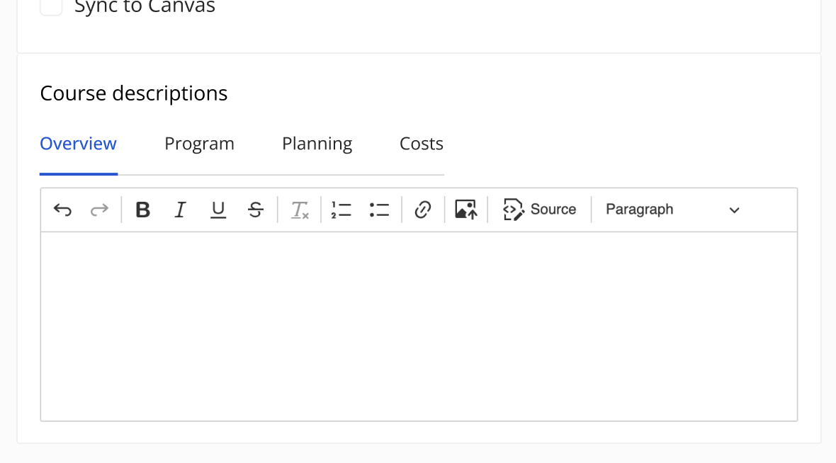Edition description sections in Eduframe