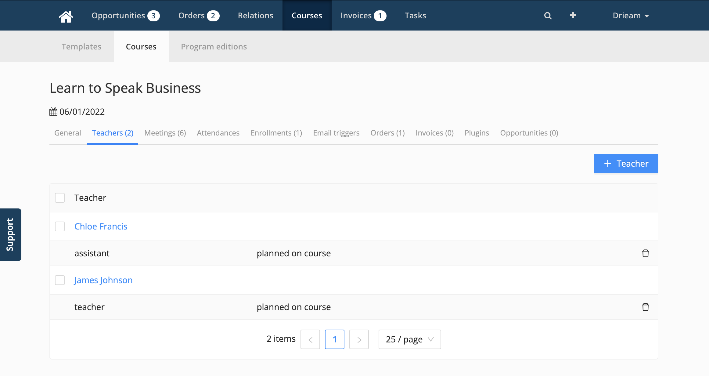 Add teachers in a specific role to a course