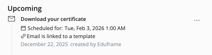 edit scheduled emails in Eduframe on timeline