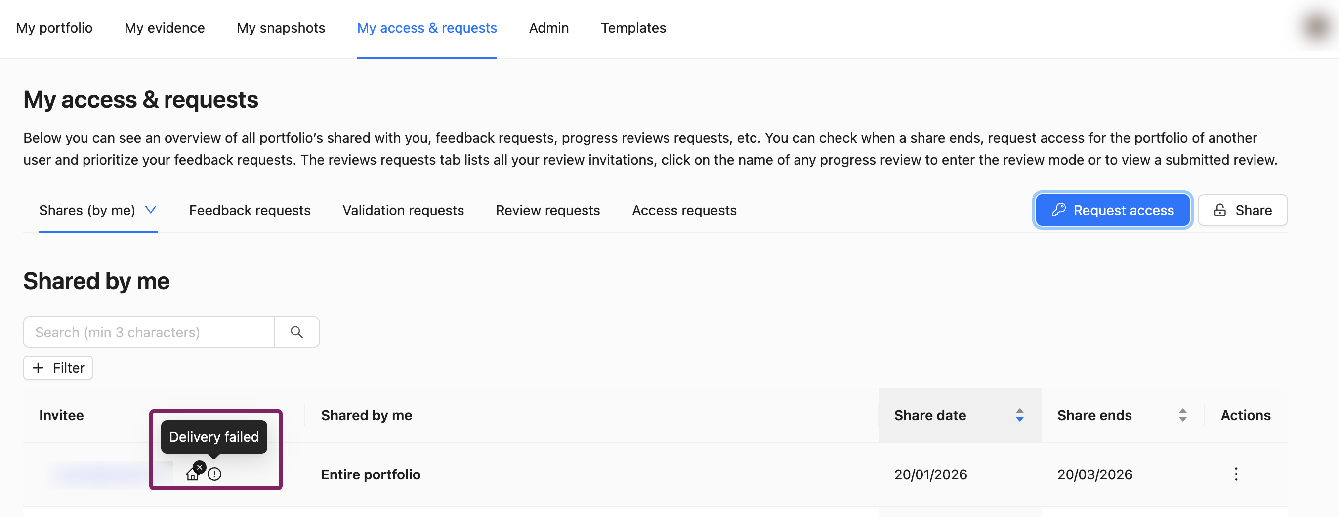 delivery failed.png My access & requests table to view and manage your shares