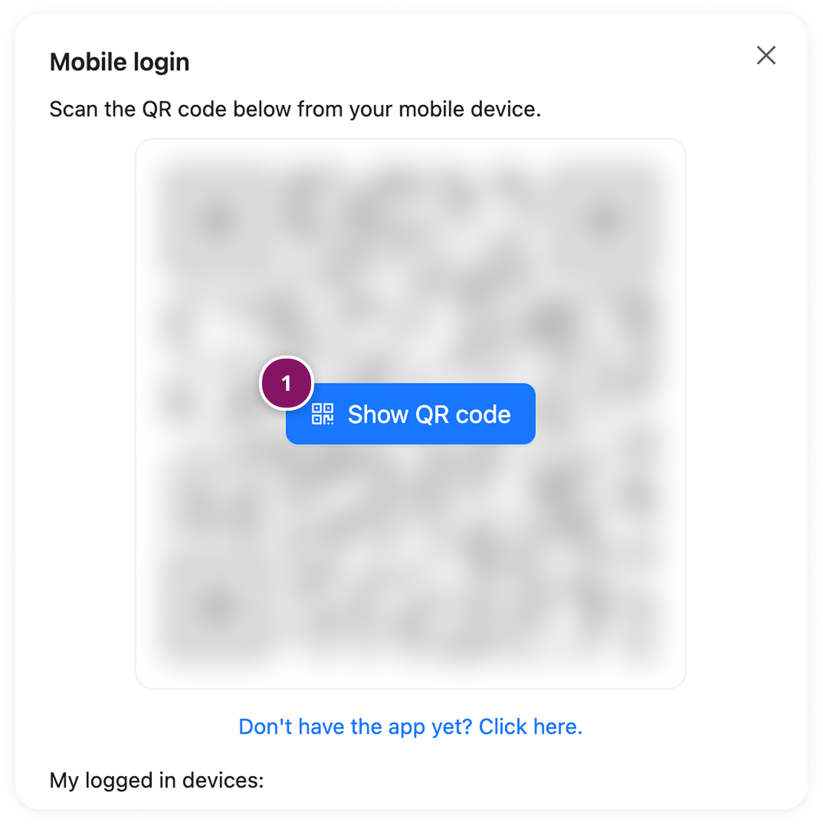ShowQRCode.png Scan QR code in the web app.