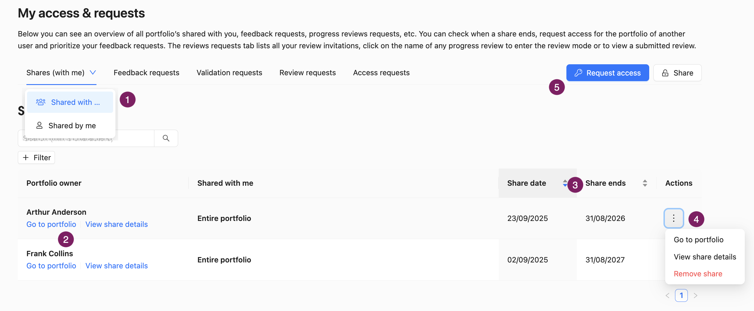 shared with me.png My access and requests page. You can find which components are shared with me by others.