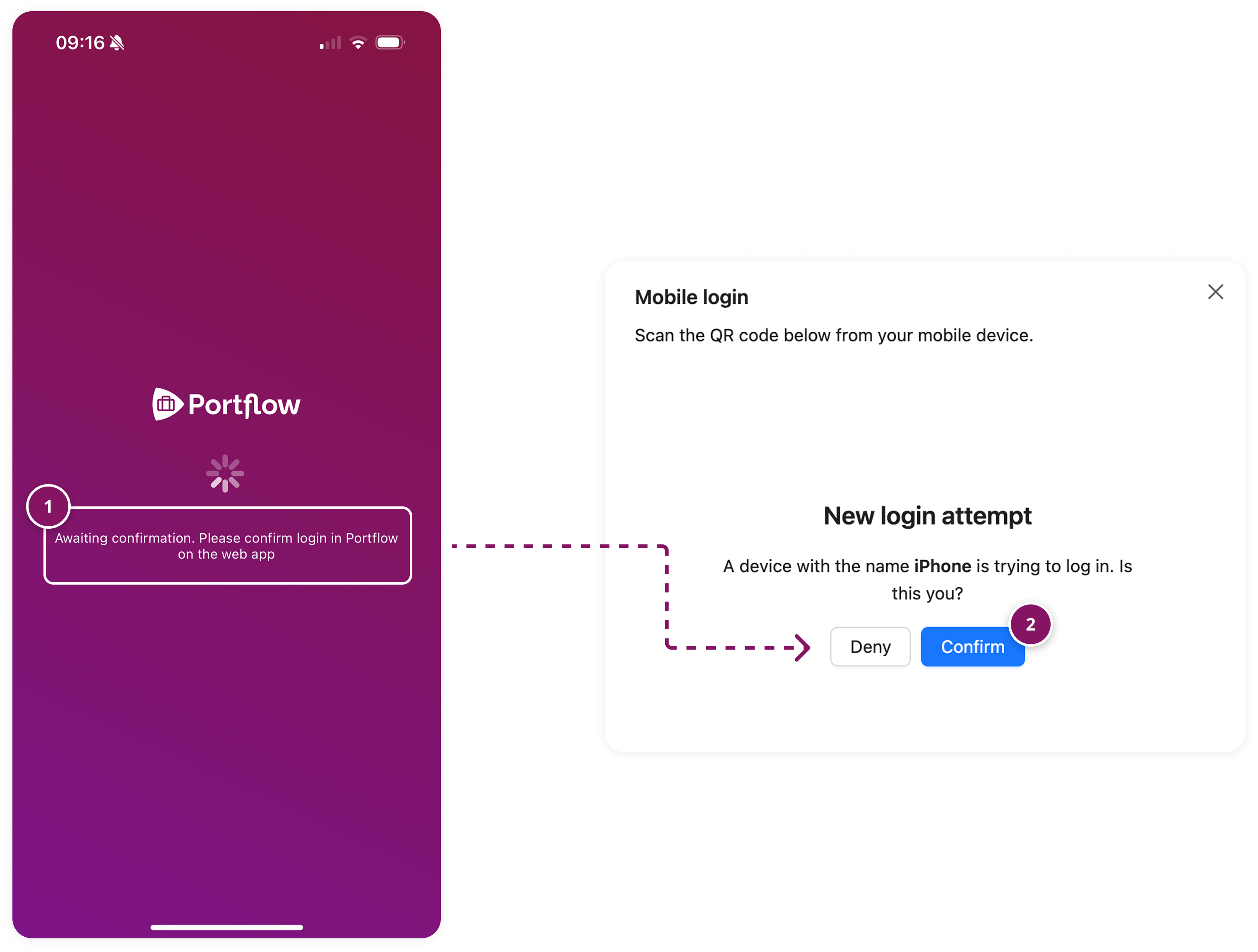 ConfirmLogin.png Confirm the scanning action on the web app