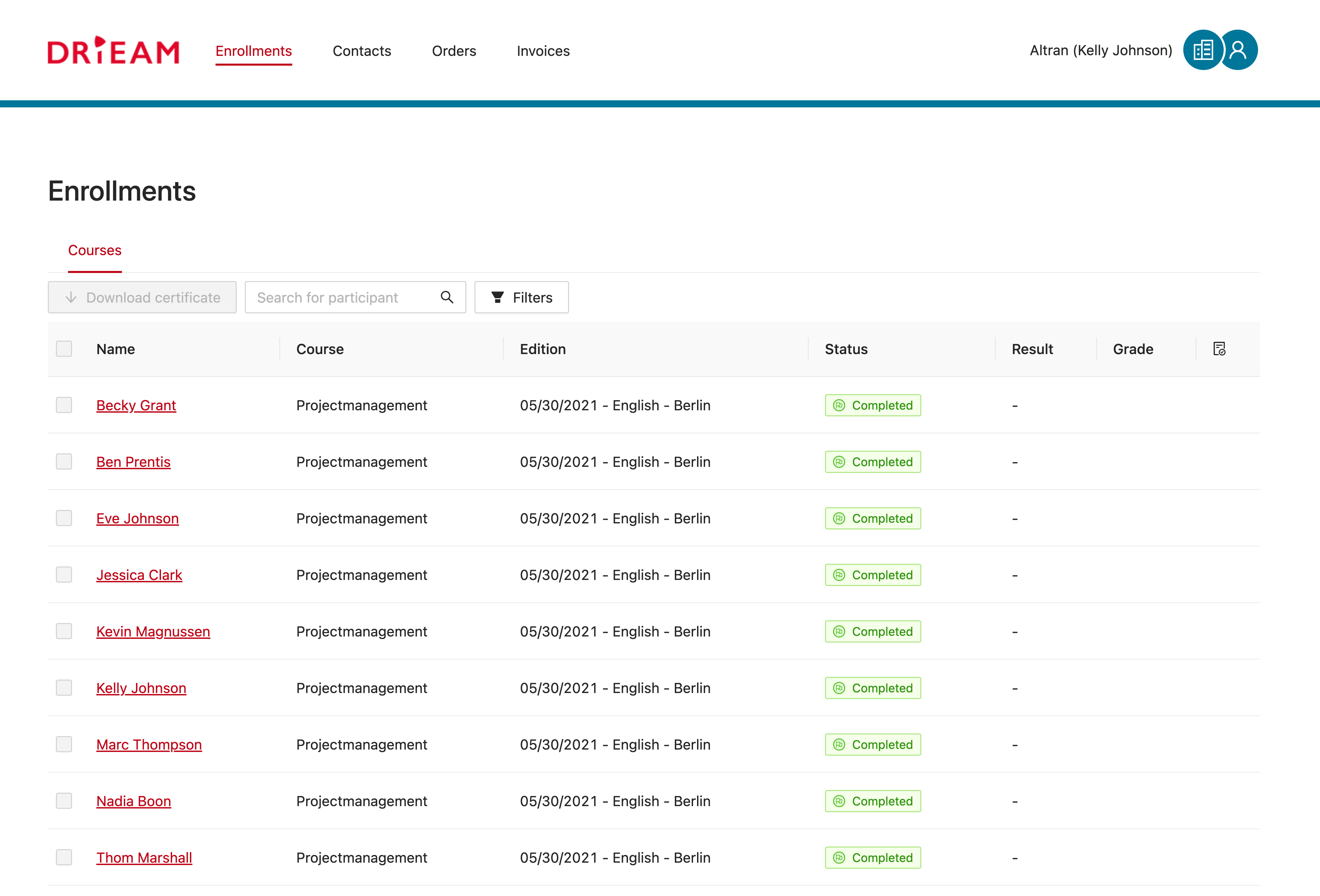 Eduframe business portal after updating brand identity / design