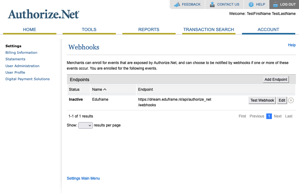 authorize.net webhooks screen
