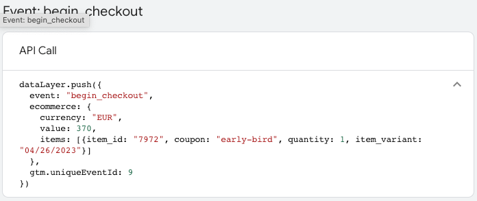checkout, api call, Google Analytics