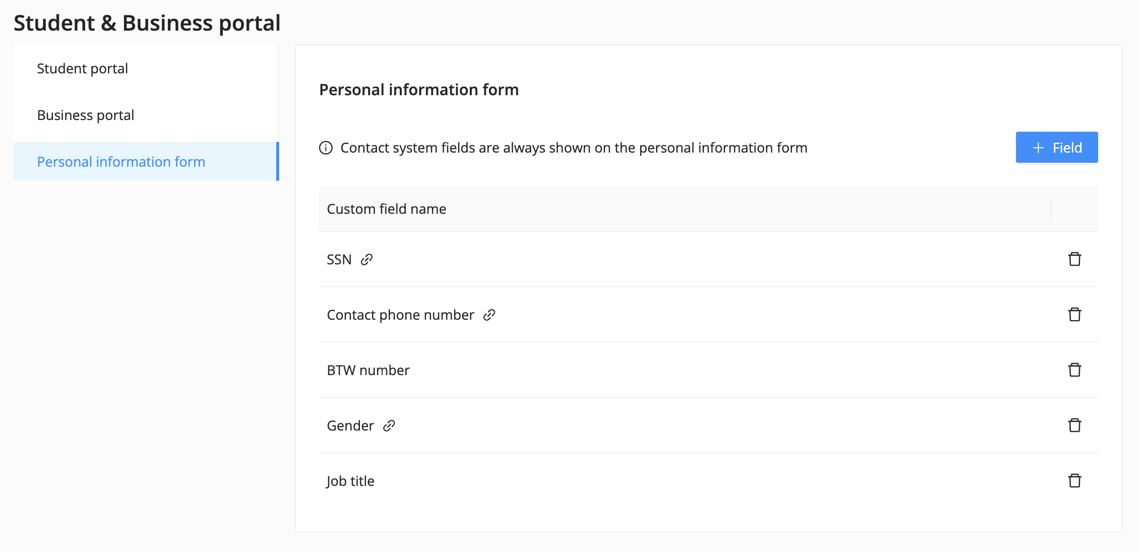 contact can see and edit their own personal information in the participant or business portal