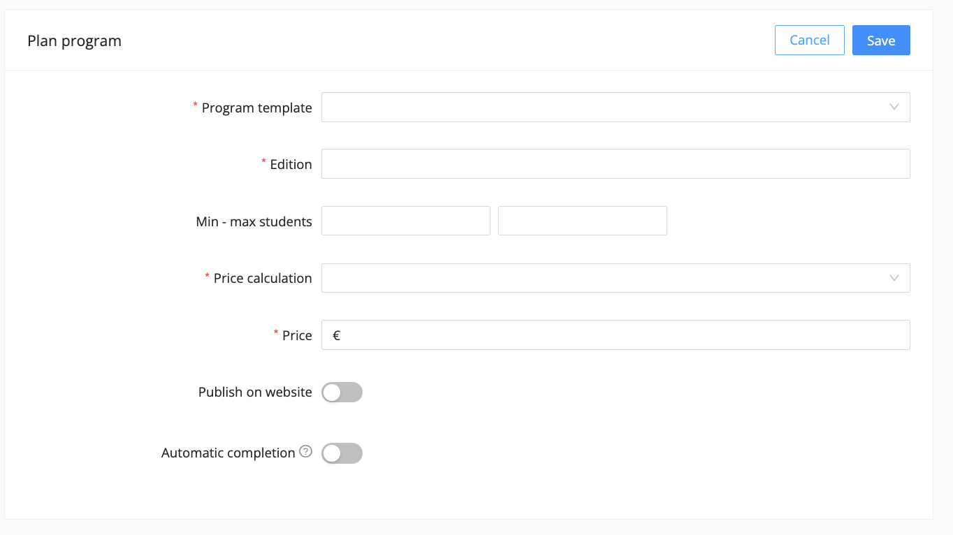 create a program edition in Eduframe