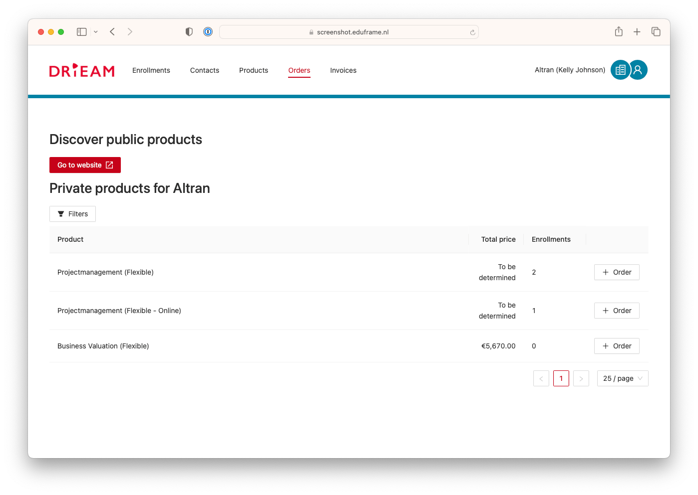 Eduframe business portal