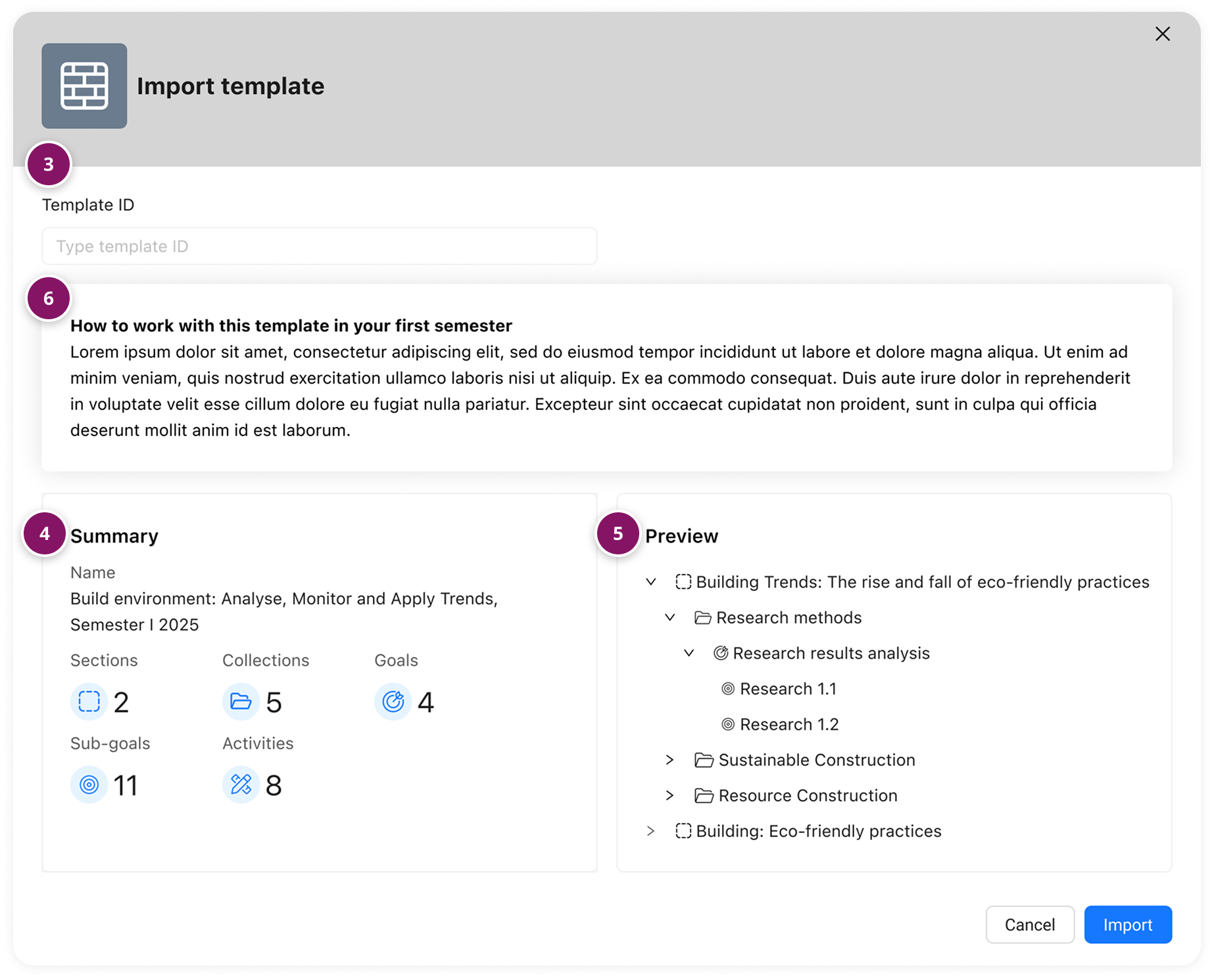 Import Template Modal