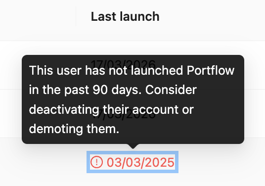 Indicator for long time not launching