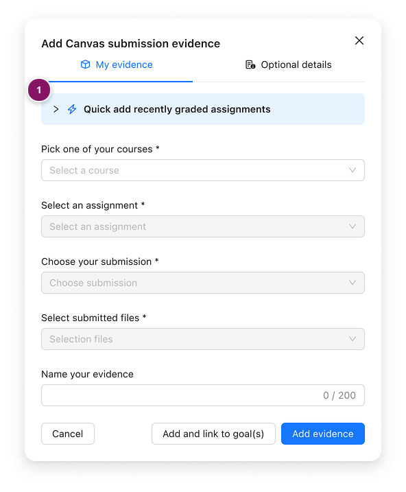 Quick add recently graded assignments