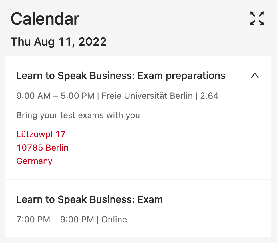 meeting information in participant portal