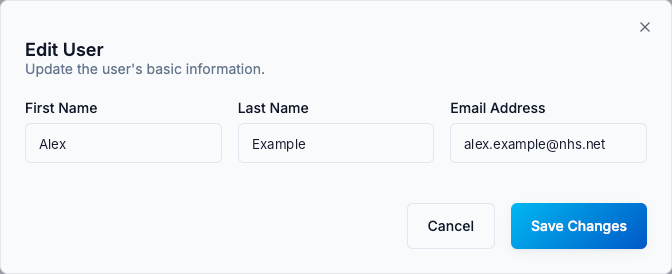 The Edit User dialog